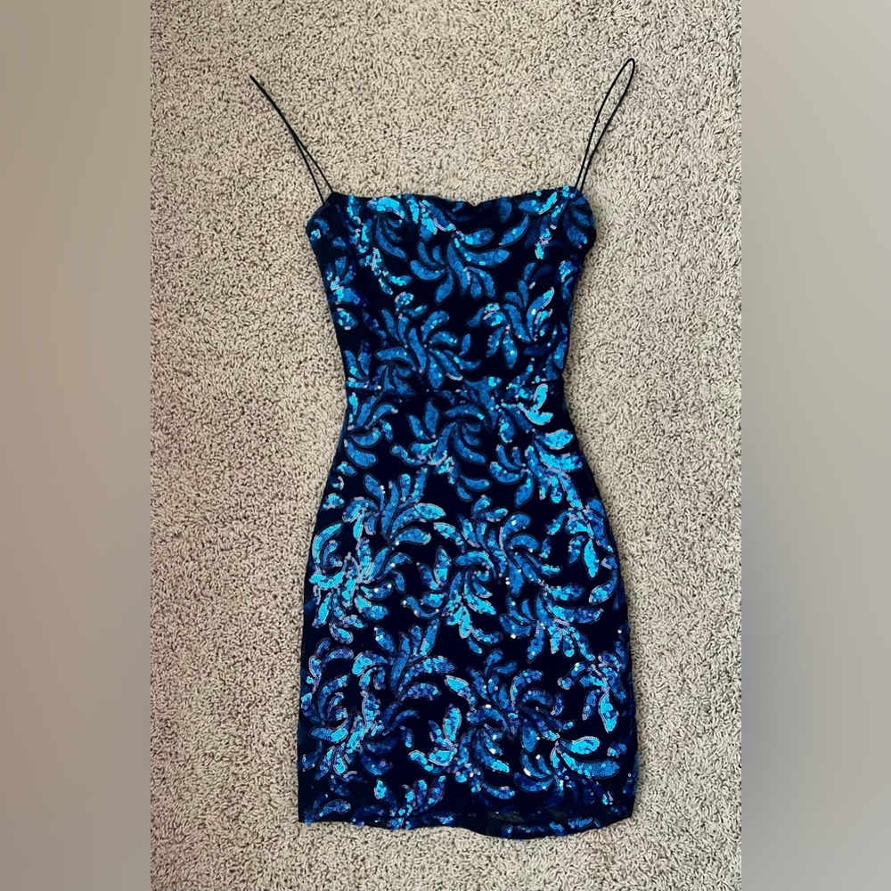 black and blue sparkly formal dress from b. darlin